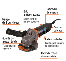 Cargar imagen en el visor de la galería, Esmeriladora angular 4-1/2" 850 W, ERGO-PRO, Truper