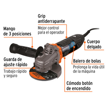 Cargar imagen en el visor de la galería, Esmeriladora angular 4-1/2" 750 W, ERGO-PRO, Truper