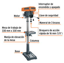 Cargar imagen en el visor de la galería, Taladro de piso 17", broquero 5/8", 1200W (1-1/2 HP), Truper