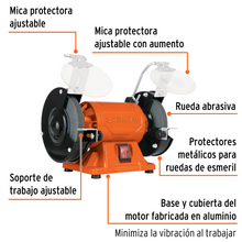 Cargar imagen en el visor de la galería, Esmeril de banco de 6" de 1/2 HP, Truper