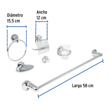 Cargar imagen en el visor de la galería, Juego de 6 accesorios para baño metálicos, Foset