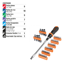 Cargar imagen en el visor de la galería, Desarmador tipo matraca con 42 puntas y 14 dados, Truper