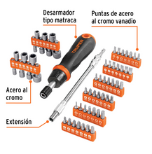 Cargar imagen en el visor de la galería, Desarmador tipo matraca con 42 puntas y 14 dados, Truper