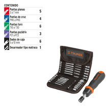 Cargar imagen en el visor de la galería, Desarmador tipo matraca con 18 puntas y 6 dados, Truper