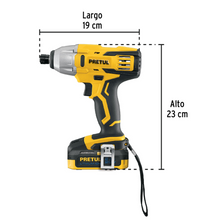 Cargar imagen en el visor de la galería, Destornillador de impacto 1/4&quot;, 20V, 1 batería 2Ah, PRETUL
