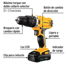 Cargar imagen en el visor de la galería, Kit rotomartillo 1/2&quot;, 20V, 32 accesorios, PRETUL
