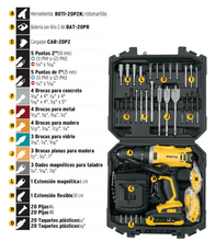 Cargar imagen en el visor de la galería, Kit rotomartillo 1/2&quot;, 20V, 32 accesorios, PRETUL

