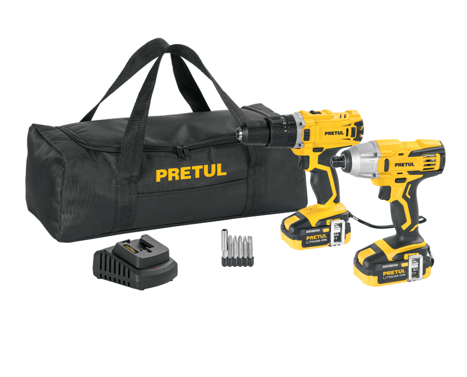 Combo rotomartillo/destornillador impacto, 20V, PRETUL