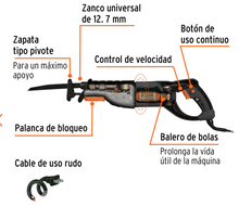 Cargar imagen en el visor de la galería, Sierra sable 900W velocidad variable, TRUPER INDUSTRIAL
