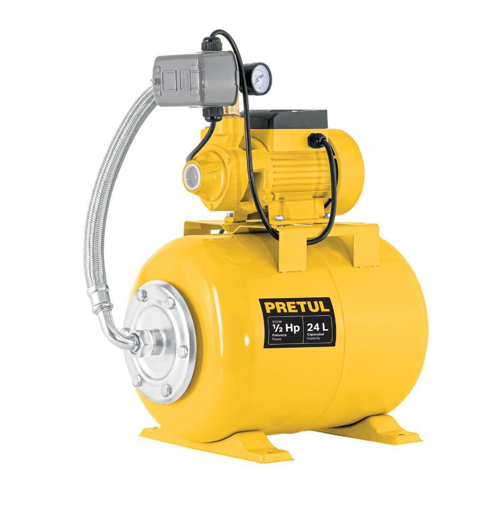 Equipo hidroneumático 24L, bomba periférica 1/2 HP, Pretul