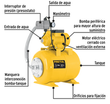 Cargar imagen en el visor de la galería, Equipo hidroneumático 24L, bomba periférica 1/2 HP, Pretul
