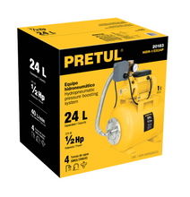 Cargar imagen en el visor de la galería, Equipo hidroneumático 24L, bomba periférica 1/2 HP, Pretul
