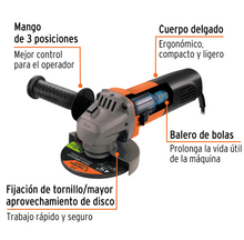 Cargar imagen en el visor de la galería, Esmeriladora angular 4-1/2&quot; 800 W, Profesional, Truper
