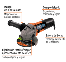 Cargar imagen en el visor de la galería, Esmeriladora angular 4-1/2&quot; 700 W, Profesional, Truper
