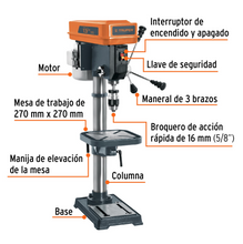 Cargar imagen en el visor de la galería, Taladro de piso 13&quot; de 560 W (3/4 HP), broquero de 5/8&quot;, Truper
