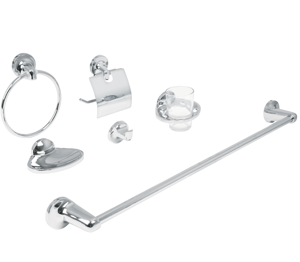 Juego de 6 accesorios para baño metálicos, Foset