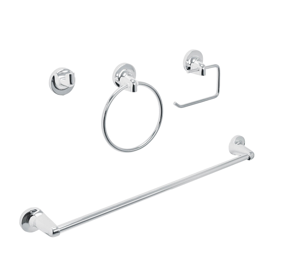 Juego de 4 accesorios para baño metálicos, Foset
