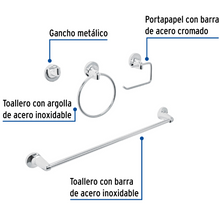 Cargar imagen en el visor de la galería, Juego de 4 accesorios para baño metálicos, Foset
