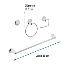 Cargar imagen en el visor de la galería, Juego de 4 accesorios para baño metálicos, Foset
