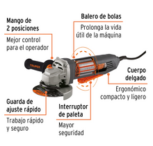 Cargar imagen en el visor de la galería, Esmeriladora interruptor de paleta 4-1/2&quot;, Industrial 850 W, Truper
