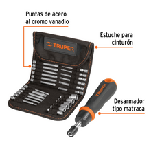 Cargar imagen en el visor de la galería, Desarmador tipo matraca con 18 puntas y 6 dados, Truper
